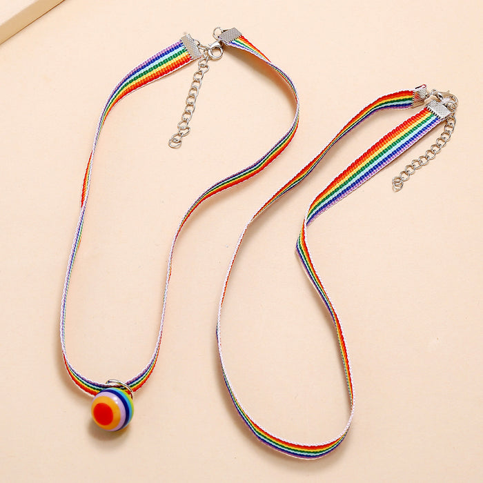 Wholesale LGBT Color Rainbow Gradient Candy Color Cartoon Clavicle Chain JDC-NE-ZhuL003