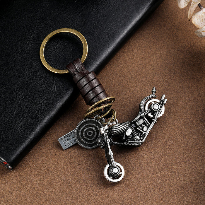 Jewelry WholesaleWholesale leather woven metal motorcycle keychain JDC-KC-KJ001 Keychains 坤杰 %variant_option1% %variant_option2% %variant_option3%  Factory Price JoyasDeChina Joyas De China