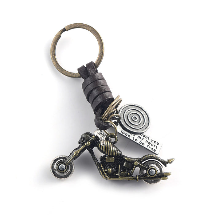 Jewelry WholesaleWholesale leather woven metal motorcycle keychain JDC-KC-KJ001 Keychains 坤杰 %variant_option1% %variant_option2% %variant_option3%  Factory Price JoyasDeChina Joyas De China