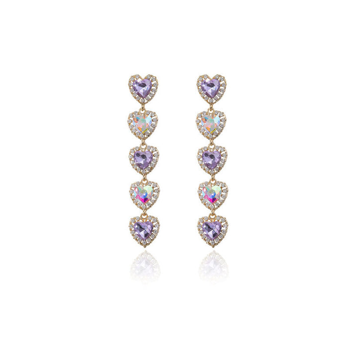 Jewelry WholesaleWholesale S925 silver needle purple long heart earrings JDC-ES-Duoli008 Earrings 朵丽 %variant_option1% %variant_option2% %variant_option3%  Factory Price JoyasDeChina Joyas De China