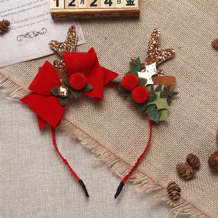 Wholesale Headband Flocking Cloth PU Alloy Felt Cloth Christmas Ears Antlers JDC-HD-MNQ001