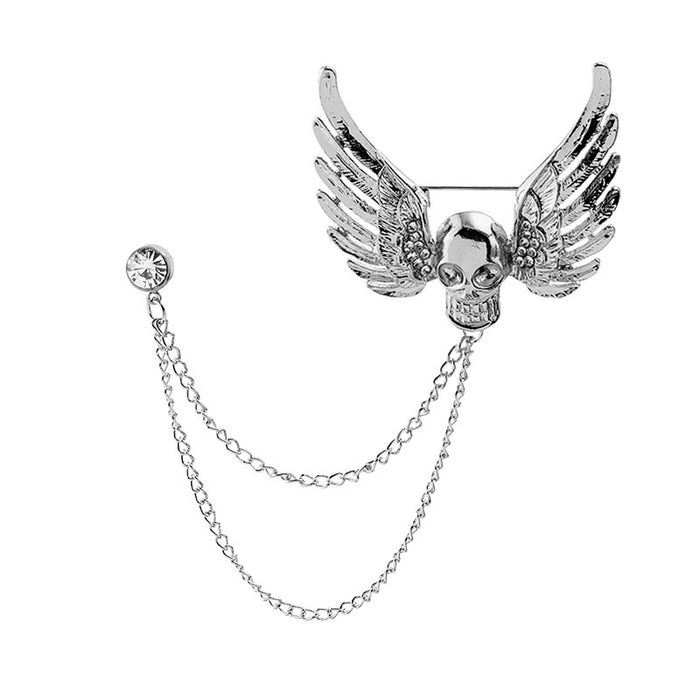 Wholesale Brooch Alloy Skull Chain Halloween Devil Wings JDC-BC-MDD002