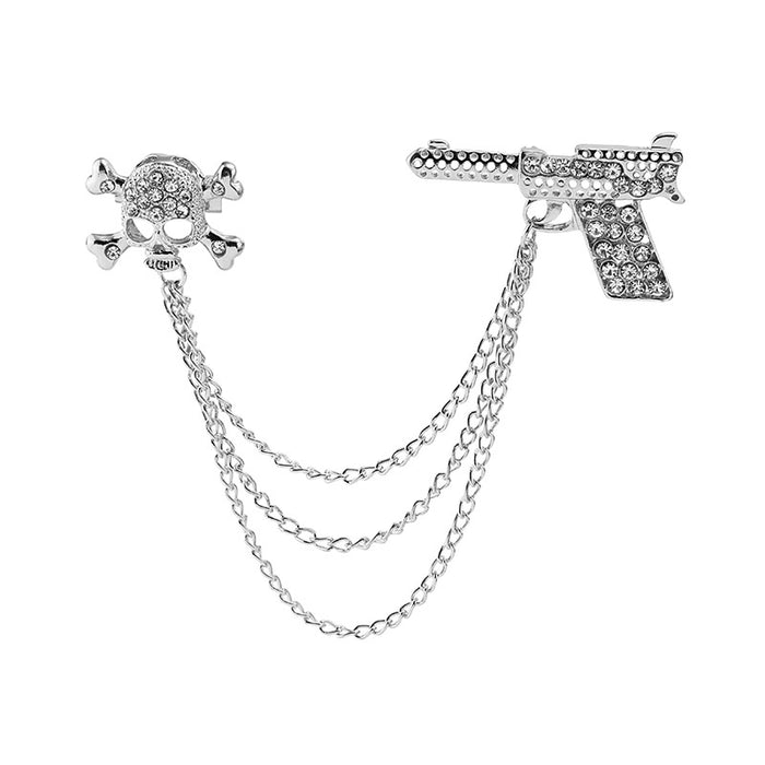 Wholesale Brooch Alloy Diamond Pistol Skull Halloween JDC-BC-MDD001