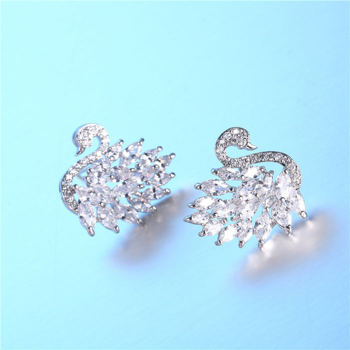 Jewelry WholesaleWholesale color gradient zircon swan stud earrings MOQ≥2 JDC-ES-Kas002 Earrings 卡诗 %variant_option1% %variant_option2% %variant_option3%  Factory Price JoyasDeChina Joyas De China