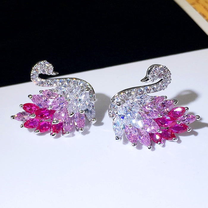 Jewelry WholesaleWholesale color gradient zircon swan stud earrings MOQ≥2 JDC-ES-Kas002 Earrings 卡诗 %variant_option1% %variant_option2% %variant_option3%  Factory Price JoyasDeChina Joyas De China