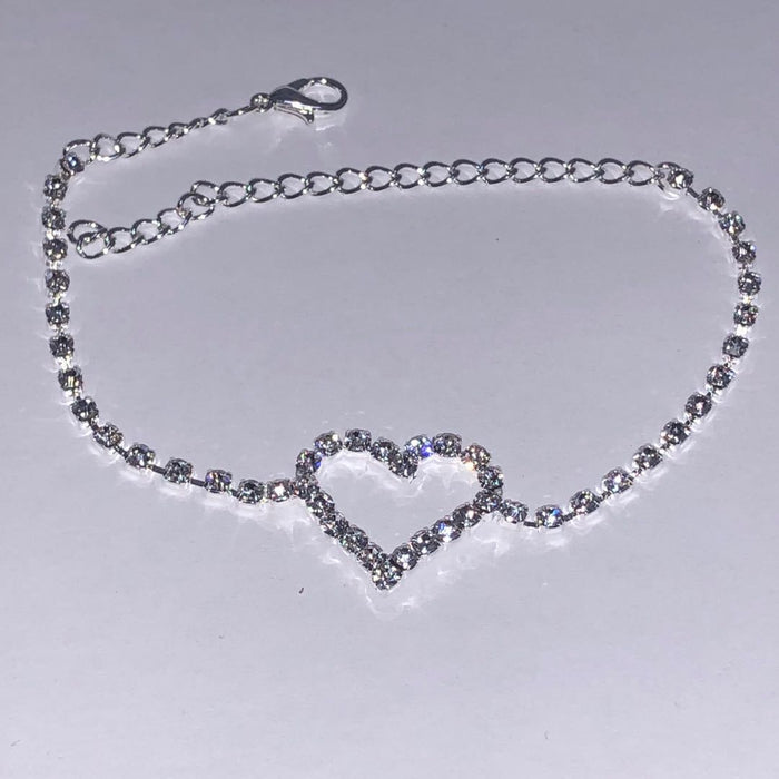 Wholesale Beach All-match Rhinestone Heart Anklet JDC-AS-Xins026