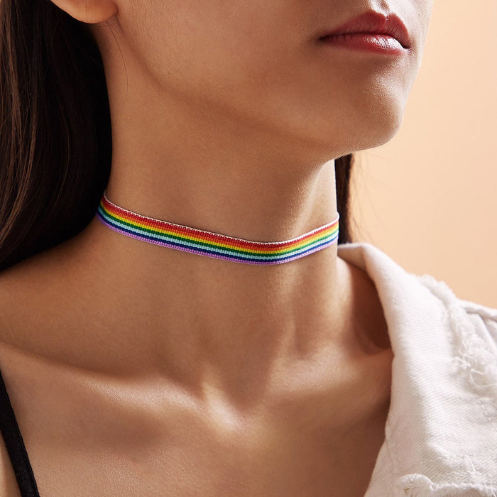 Wholesale LGBT Color Rainbow Gradient Candy Color Cartoon Clavicle Chain JDC-NE-ZhuL003