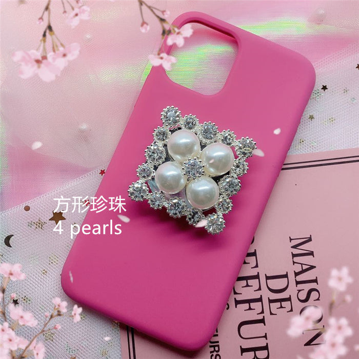 Wholesale Grips Clear Crystal Square Pearl Flower Diamond MOQ≥2 JDC-PS-WeiJiu020