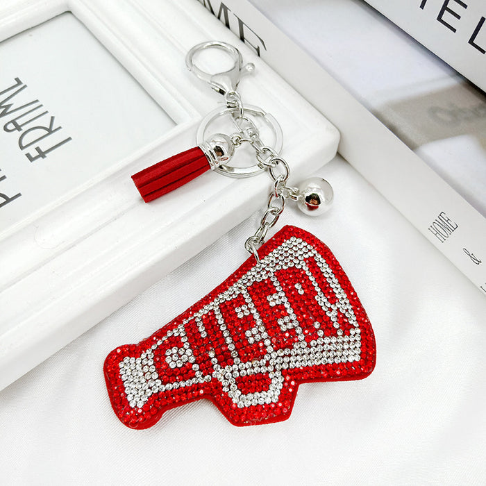 Wholesale Keychains Metal Rhinestone Cheers Small Horn Tassel MOQ≥2 JDC-KC-Yongz015