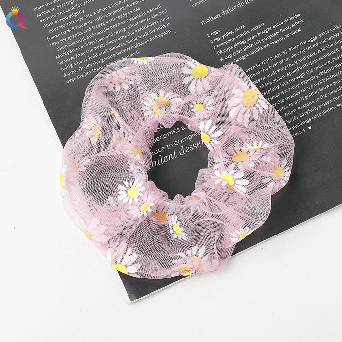 Jewelry WholesaleWholesale Mesh Gauze Small Daisy Rubber Band Hair Ropes JDC-HS-Qiyue003 Hair Scrunchies 奇阅 %variant_option1% %variant_option2% %variant_option3%  Factory Price JoyasDeChina Joyas De China