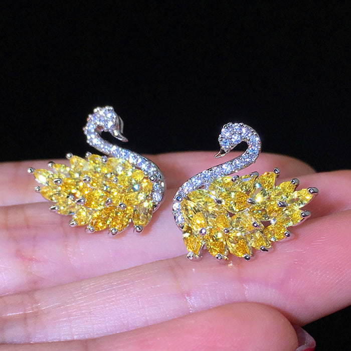 Jewelry WholesaleWholesale color gradient zircon swan stud earrings MOQ≥2 JDC-ES-Kas002 Earrings 卡诗 %variant_option1% %variant_option2% %variant_option3%  Factory Price JoyasDeChina Joyas De China