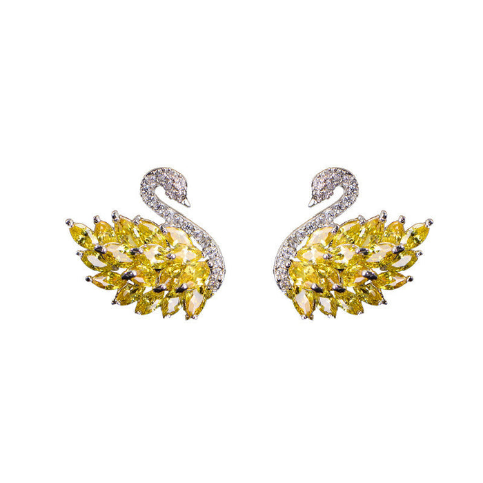 Jewelry WholesaleWholesale color gradient zircon swan stud earrings MOQ≥2 JDC-ES-Kas002 Earrings 卡诗 %variant_option1% %variant_option2% %variant_option3%  Factory Price JoyasDeChina Joyas De China