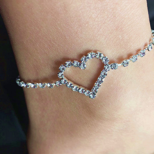 Jewelry WholesaleWholesale Beach All-match Rhinestone Heart Anklet JDC-AS-Xins026 Anklets 心饰 %variant_option1% %variant_option2% %variant_option3%  Factory Price JoyasDeChina Joyas De China