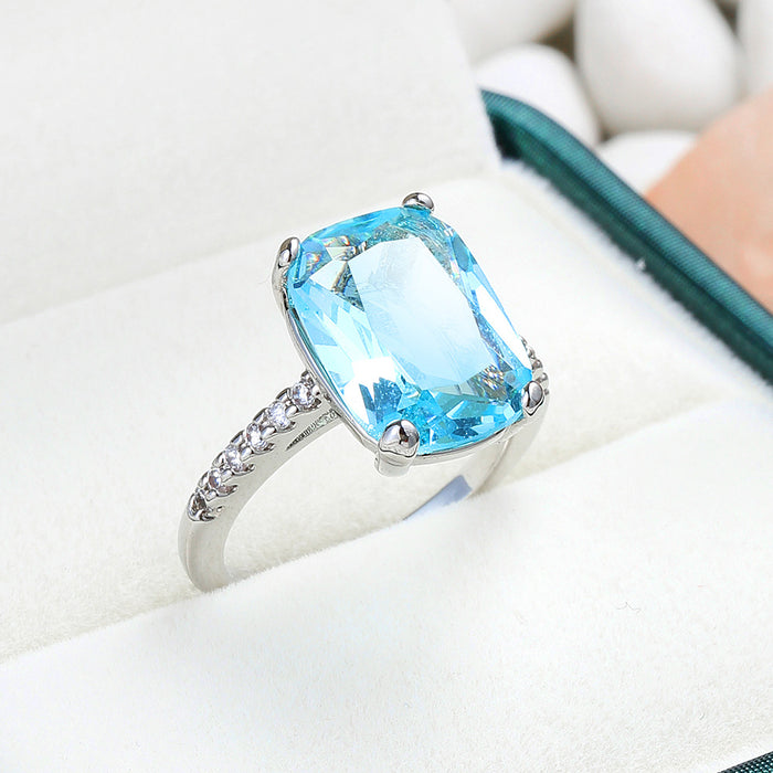 Wholesale Aquamarine Zircon Copper Ring JDC-RS-LongY016