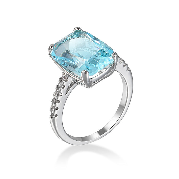 Wholesale Aquamarine Zircon Copper Ring JDC-RS-LongY016