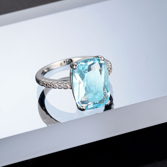 Wholesale Aquamarine Zircon Copper Ring JDC-RS-LongY016