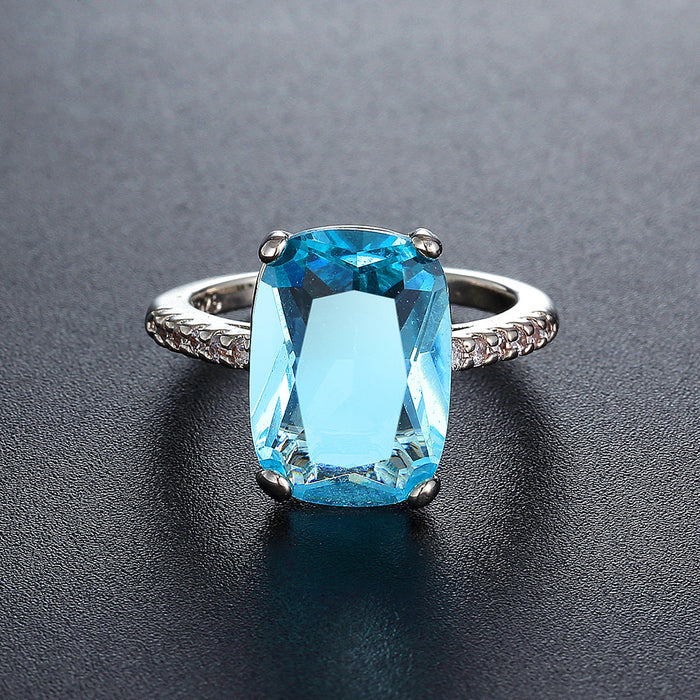 Wholesale Aquamarine Zircon Copper Ring JDC-RS-LongY016