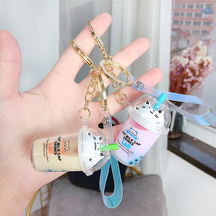 Jewelry WholesaleWholesale Cat Milk Tea Acrylic Keychain JDC-KC-ManM005 Keychains 曼妙 %variant_option1% %variant_option2% %variant_option3%  Factory Price JoyasDeChina Joyas De China