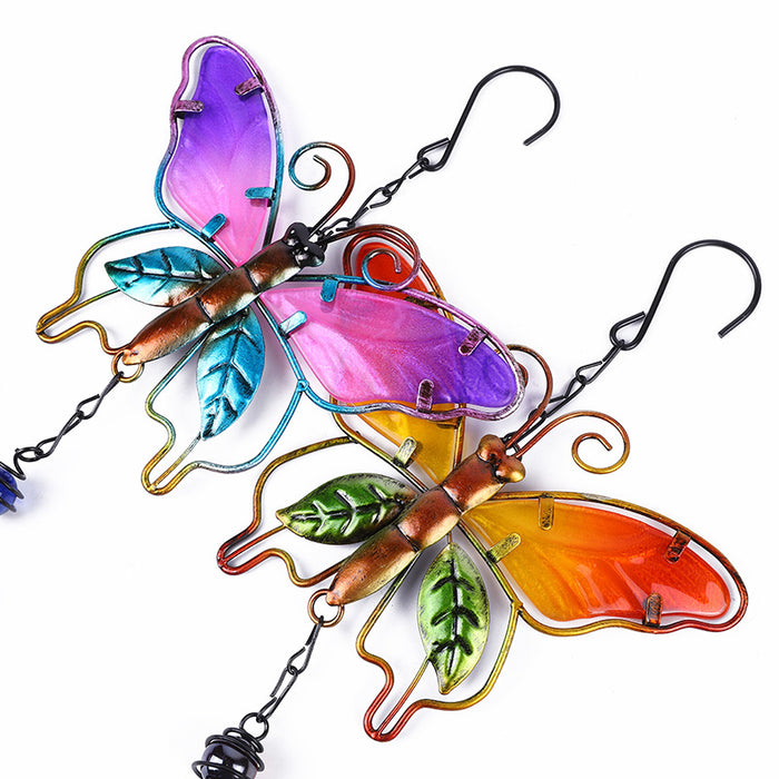 Wholesale Butterfly Painted Metal Iron Glass Wind Chimes JDC-WC-ZYang006