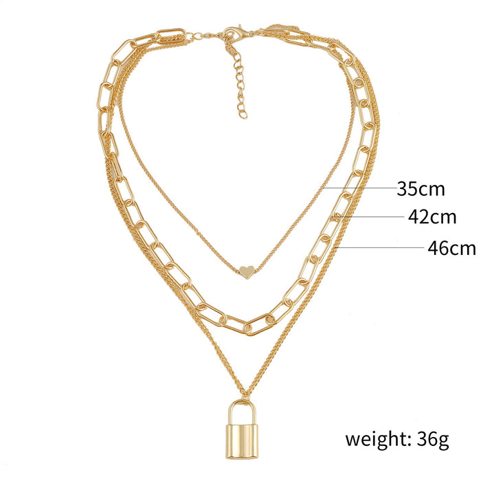 Wholesale multi-layer necklace ins wind lock necklace women all match JDC-NE-ManY001