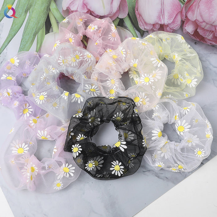 Jewelry WholesaleWholesale Mesh Gauze Small Daisy Rubber Band Hair Ropes JDC-HS-Qiyue003 Hair Scrunchies 奇阅 %variant_option1% %variant_option2% %variant_option3%  Factory Price JoyasDeChina Joyas De China