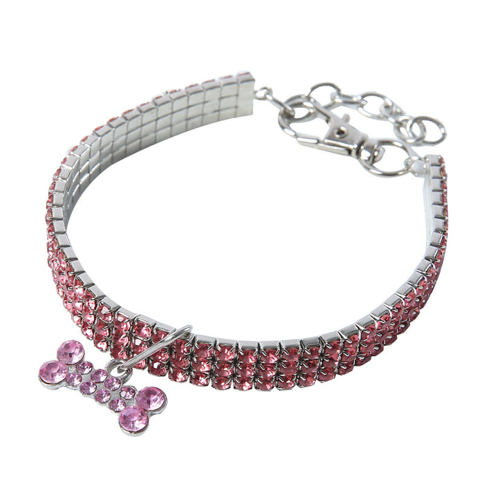 Wholesale Rhinestone Stretch Pet Crystal Necklace MOQ≥2 JDC-PL-ChangZ002