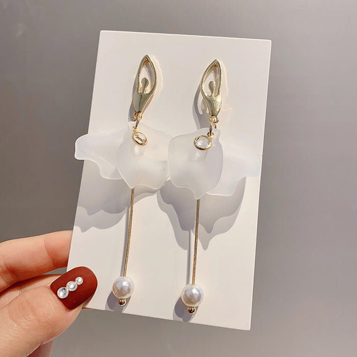 Jewelry WholesaleWholesale Ballerina Girl Long Pearl Copper Zircon S925 Silver Stud Earrings JDC-ES-HanK017 Earrings 韩蔻 %variant_option1% %variant_option2% %variant_option3%  Factory Price JoyasDeChina Joyas De China