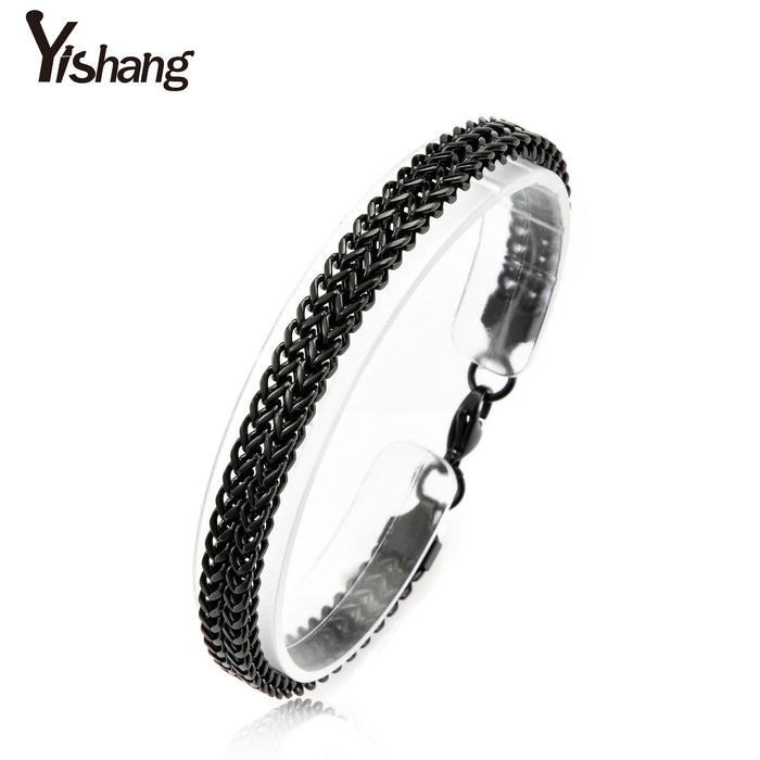 Wholesale Men's Bracelets Titanium  Leather Square Scales JDC-BT-YiS012