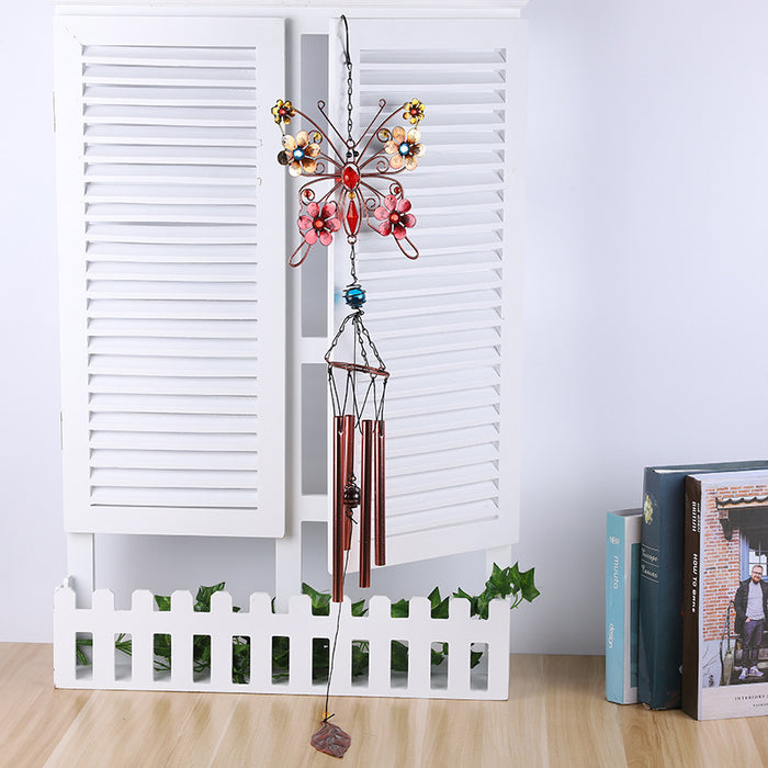 Wholesale Butterfly Painted Metal Iron Glass Acrylic Wind Chime JDC-WC-ZYang008