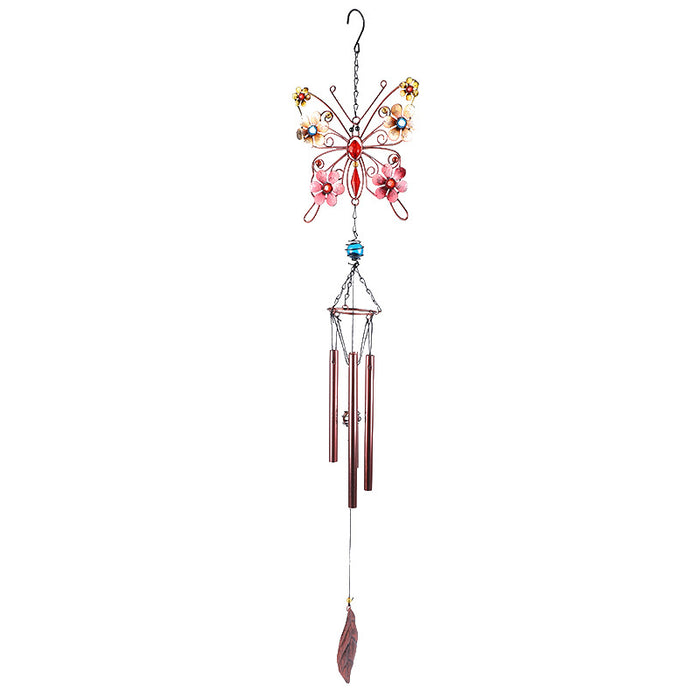 Wholesale Butterfly Painted Metal Iron Glass Acrylic Wind Chime JDC-WC-ZYang008