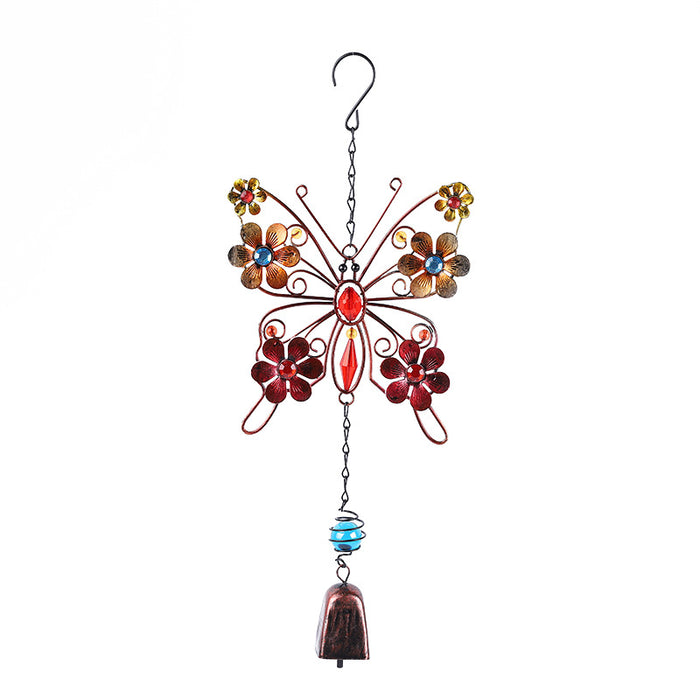 Wholesale Butterfly Painted Metal Iron Glass Acrylic Wind Chime JDC-WC-ZYang008