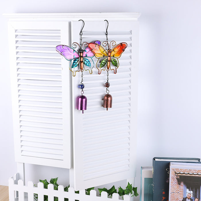 Wholesale Butterfly Painted Metal Iron Glass Wind Chimes JDC-WC-ZYang006