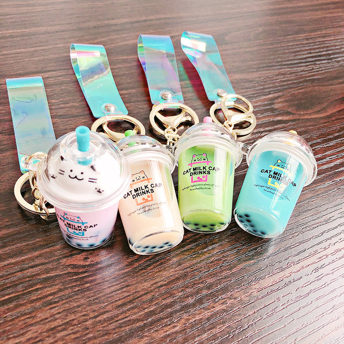 Wholesale Cat Milk Tea Acrylic Keychain JDC-KC-ManM005