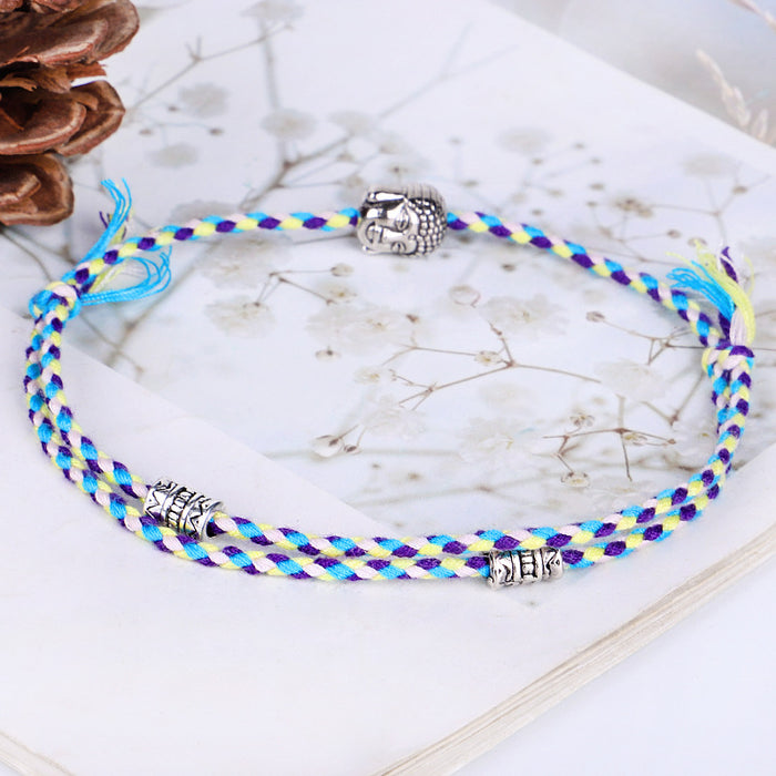 Wholesale Tibetan Buddha head bracelet hand rubbing text play line hand rope hand weaving Buddha bracelet MOQ≥3 JDC-BT-QiuX020