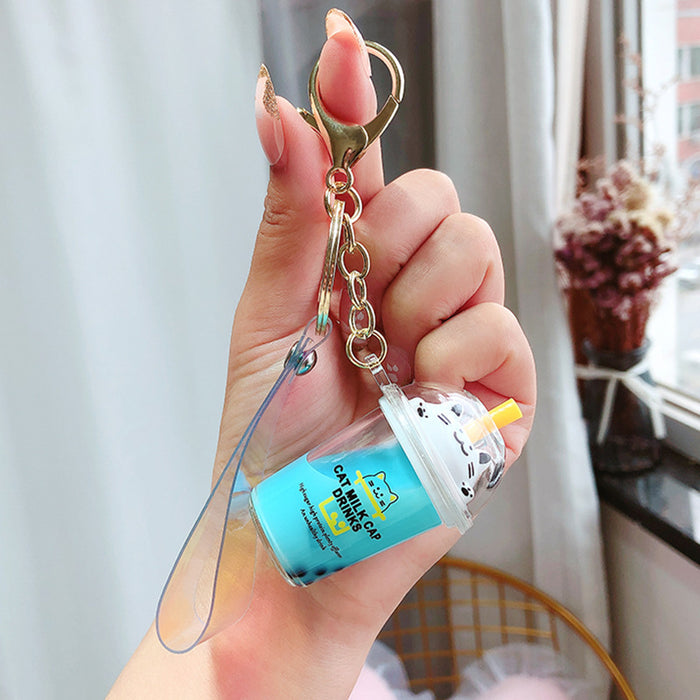 Wholesale Cat Milk Tea Acrylic Keychain JDC-KC-ManM005