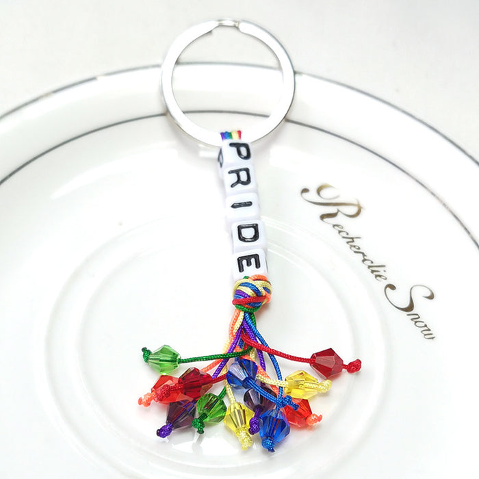 Jewelry WholesaleWholesale rainbow tassel letter color woven LGBT keychain MOQ≥2 JDC-KC-HaoL001 Keychains 豪灵 %variant_option1% %variant_option2% %variant_option3%  Factory Price JoyasDeChina Joyas De China