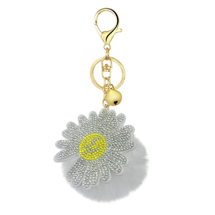 Jewelry WholesaleWholesale rex rabbit hair daisies keychain MOQ≥10 JDC-KC-YZ014 Keychains 永泽 %variant_option1% %variant_option2% %variant_option3%  Factory Price JoyasDeChina Joyas De China