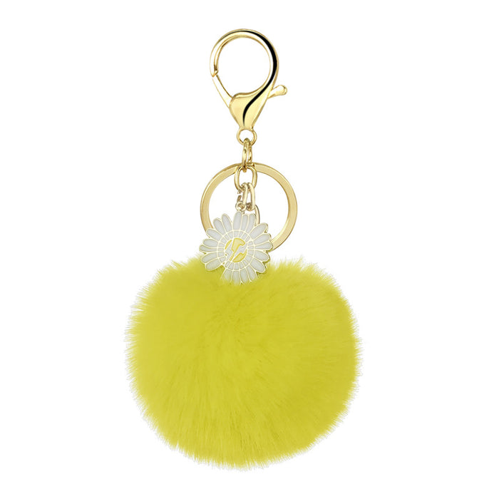 Jewelry WholesaleWholesale rex rabbit hair daisies keychain MOQ≥10 JDC-KC-YZ014 Keychains 永泽 %variant_option1% %variant_option2% %variant_option3%  Factory Price JoyasDeChina Joyas De China