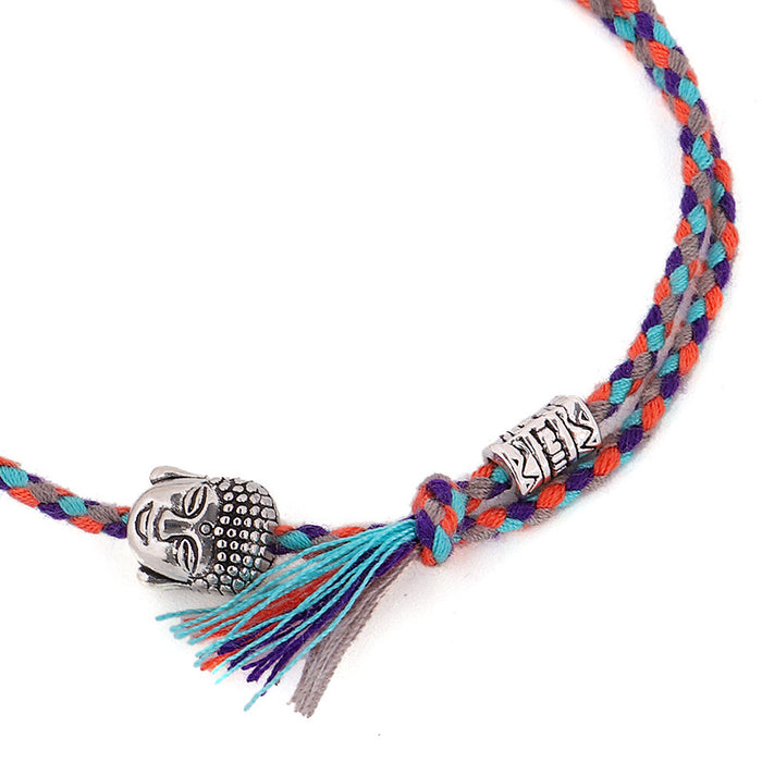 Wholesale Tibetan Buddha head bracelet hand rubbing text play line hand rope hand weaving Buddha bracelet MOQ≥3 JDC-BT-QiuX020