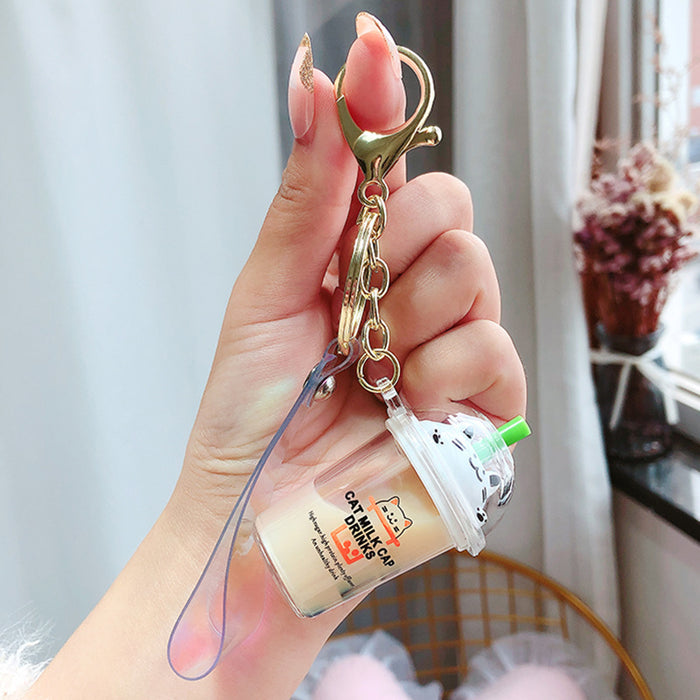 Wholesale Cat Milk Tea Acrylic Keychain JDC-KC-ManM005