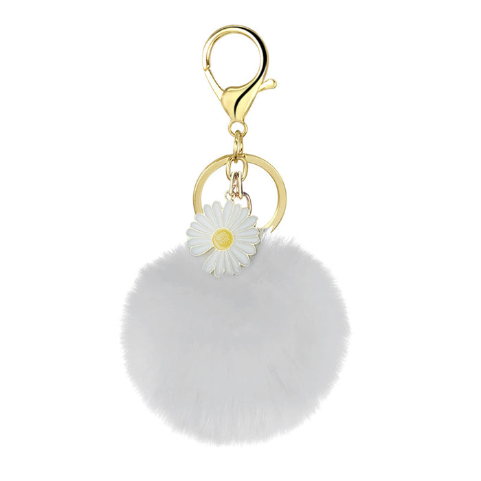 Jewelry WholesaleWholesale rex rabbit hair daisies keychain MOQ≥10 JDC-KC-YZ014 Keychains 永泽 %variant_option1% %variant_option2% %variant_option3%  Factory Price JoyasDeChina Joyas De China