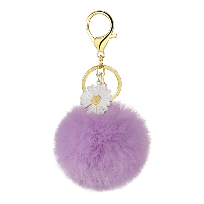 Jewelry WholesaleWholesale rex rabbit hair daisies keychain MOQ≥10 JDC-KC-YZ014 Keychains 永泽 %variant_option1% %variant_option2% %variant_option3%  Factory Price JoyasDeChina Joyas De China