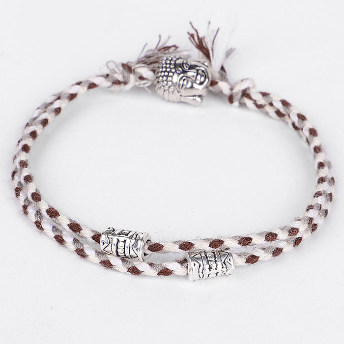 Wholesale Tibetan Buddha head bracelet hand rubbing text play line hand rope hand weaving Buddha bracelet MOQ≥3 JDC-BT-QiuX020