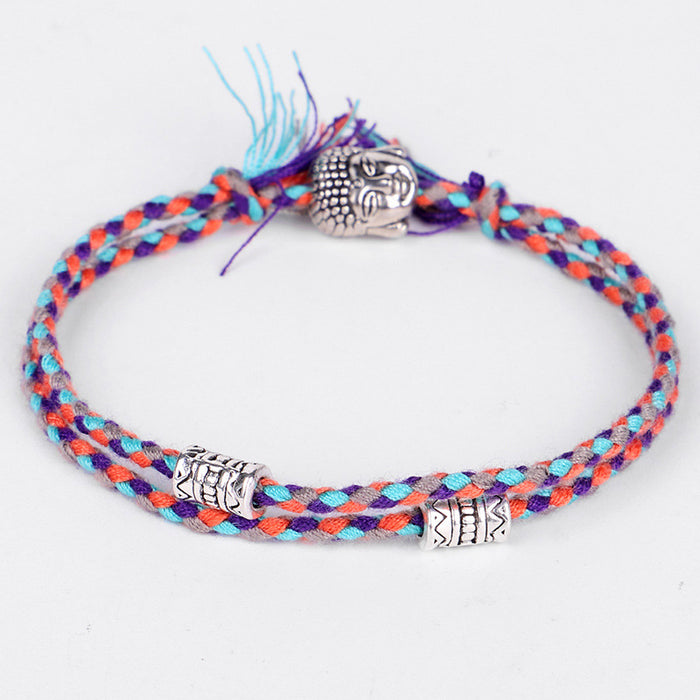 Wholesale Tibetan Buddha head bracelet hand rubbing text play line hand rope hand weaving Buddha bracelet MOQ≥3 JDC-BT-QiuX020