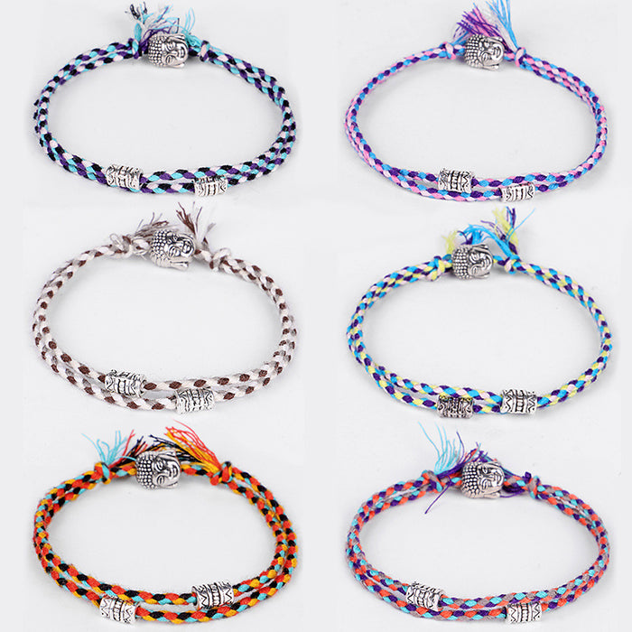 Wholesale Tibetan Buddha head bracelet hand rubbing text play line hand rope hand weaving Buddha bracelet MOQ≥3 JDC-BT-QiuX020