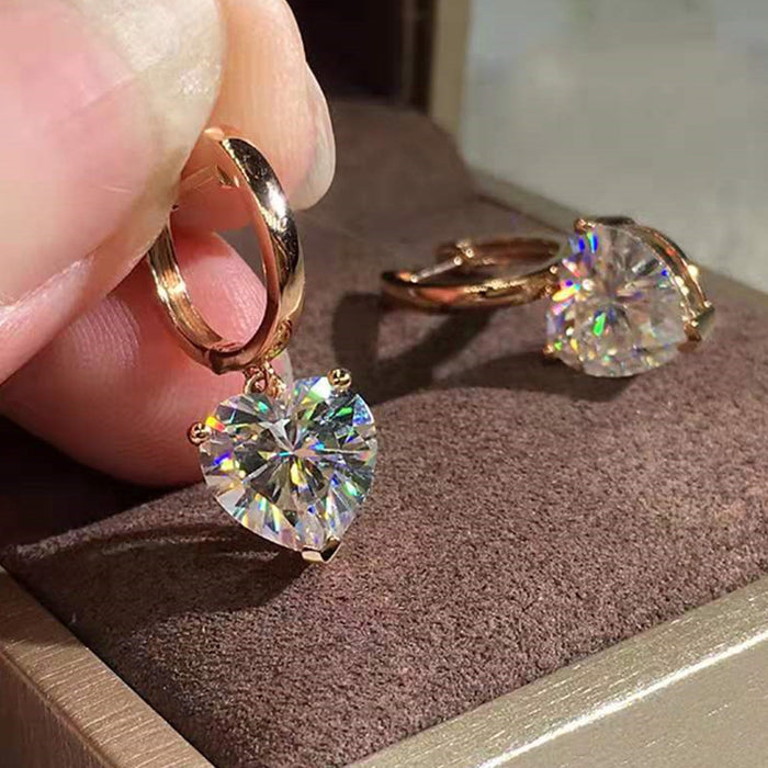 Wholesale Zircon Heart Shaped Copper Earrings MOQ≥2 JDC-ES-Caos026