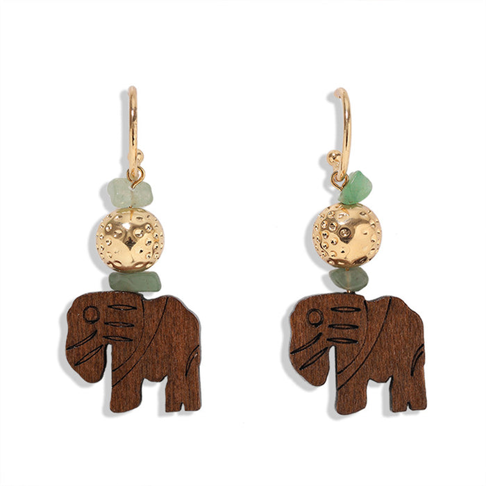 Wholesale Earrings Wooden Carved Elephant JDC-ES-V061