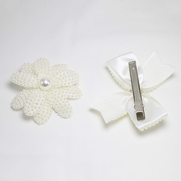 Jewelry WholesaleWholesale pearl bow flower children hairpin JDC-HC-QianY001 Hair Clips 茜月 %variant_option1% %variant_option2% %variant_option3%  Factory Price JoyasDeChina Joyas De China