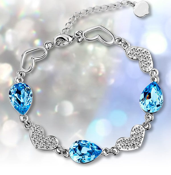 Jewelry WholesaleWholesale Blue Crystal Copper Silver Plated Bracelet JDC-BT-Ffei006 Bracelet 菲菲 %variant_option1% %variant_option2% %variant_option3%  Factory Price JoyasDeChina Joyas De China