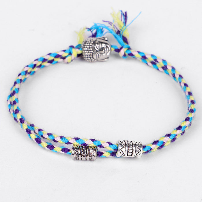 Wholesale Tibetan Buddha head bracelet hand rubbing text play line hand rope hand weaving Buddha bracelet MOQ≥3 JDC-BT-QiuX020